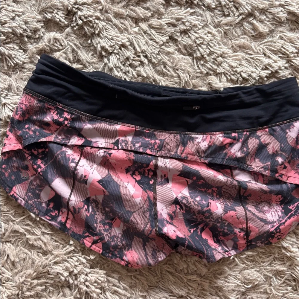 Lululemon Pink and Black Patterned Athletic Shorts - Picture 2 of 4